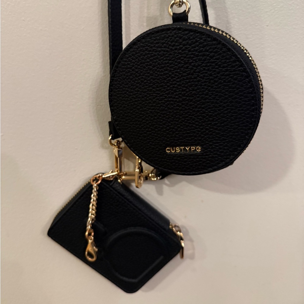 Magnet square and clip-on round Mini wallets with Crossbody Strap